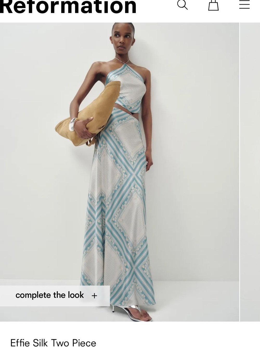 Reformation Effie Silk Two Piece in Bardot